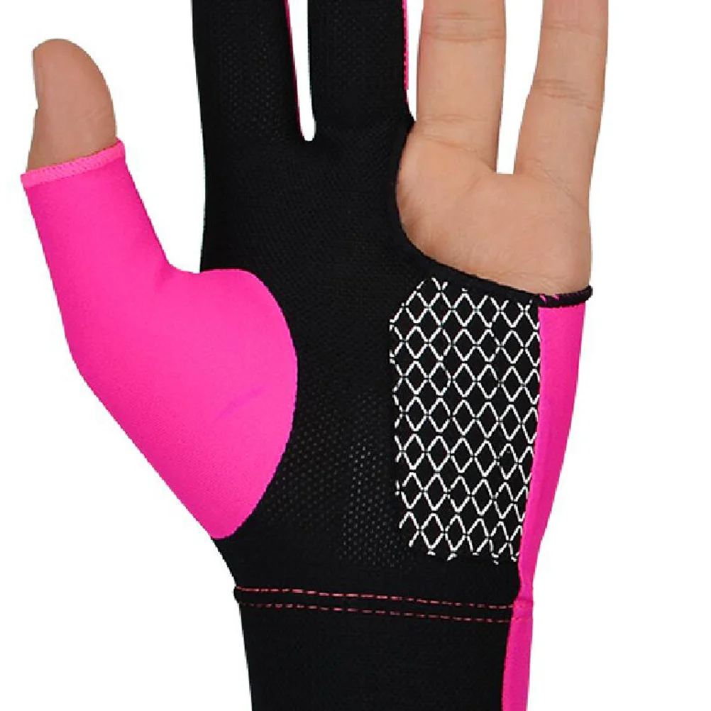 

3 Fingers Elastic Wrist Billiards Glove Breathable Snooker Glove Anti-Slip Size M Blue Finger Exposed Wear-Resistant Comfort