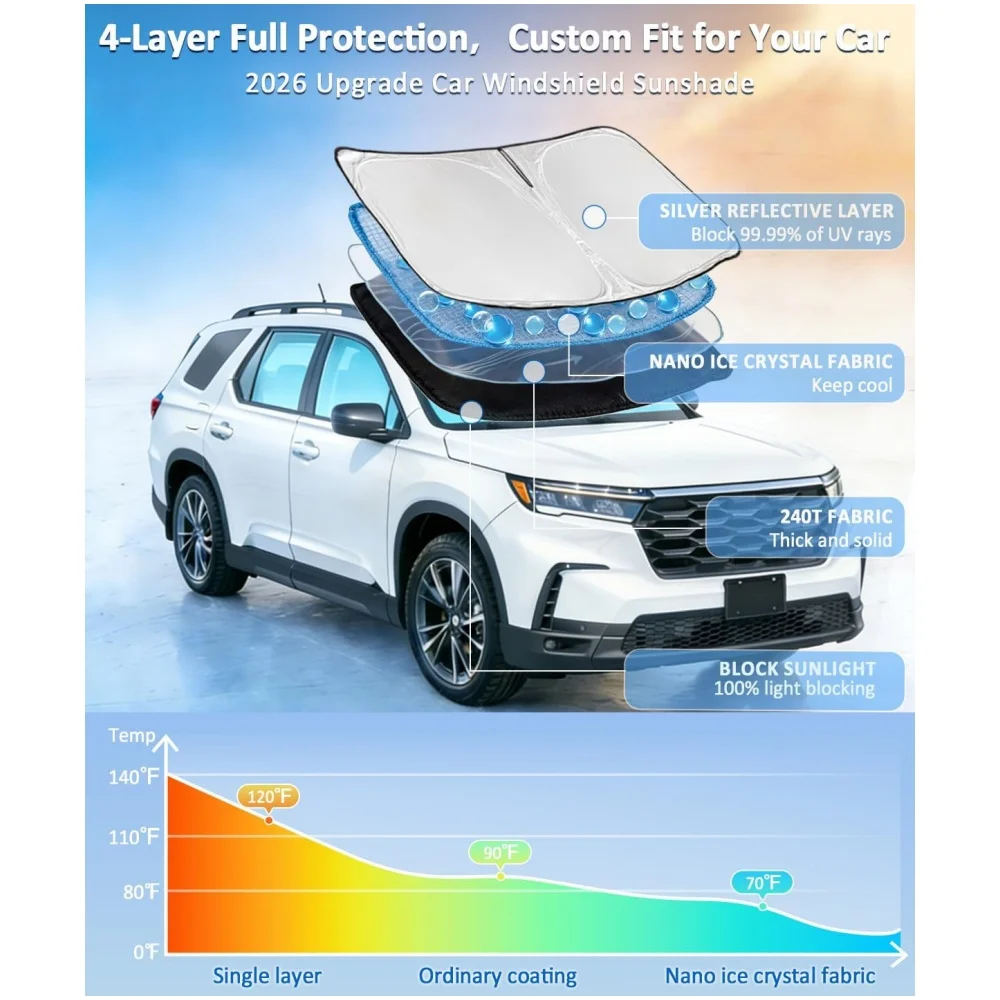 Retractable Windshield Sun Shade Custom For Volkswagen Jetta 2011-2018 UV Block Cooling Front Window Visor