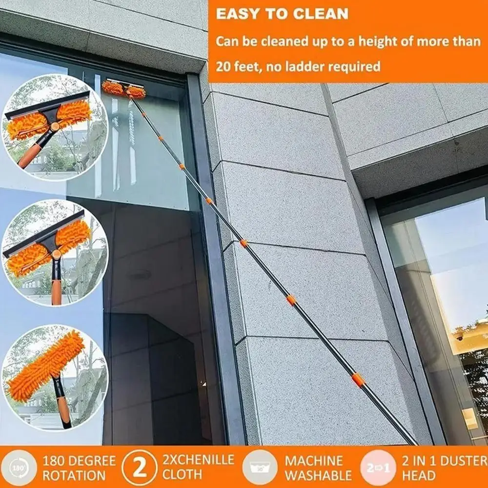 Max length 4.25m Window Squeegee Set Extension Pole 11 Style Combinations Glass Cleaner Set Dust Remover 2 in 1 Washing