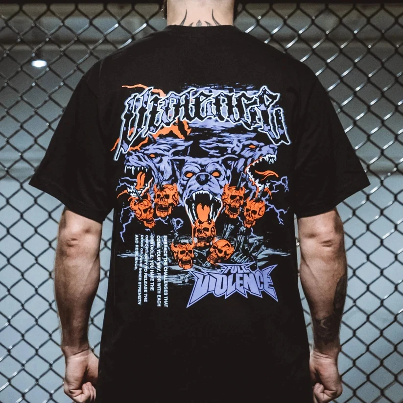 

Y2K Harajuku Street Hip Hop Short Sleeved American Original Dogs of Hell Style T Shirt Men Gothic Oversized Fashion Trend Tops W