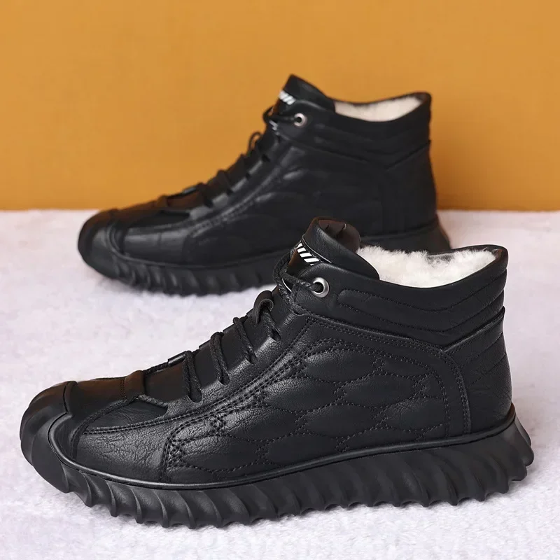 Men Cotton Shoes  Winter Plush Insulated Shoes Cold Snow Resistant Work Boots Comfortable Outdoor Casual Shoes Fashion Short