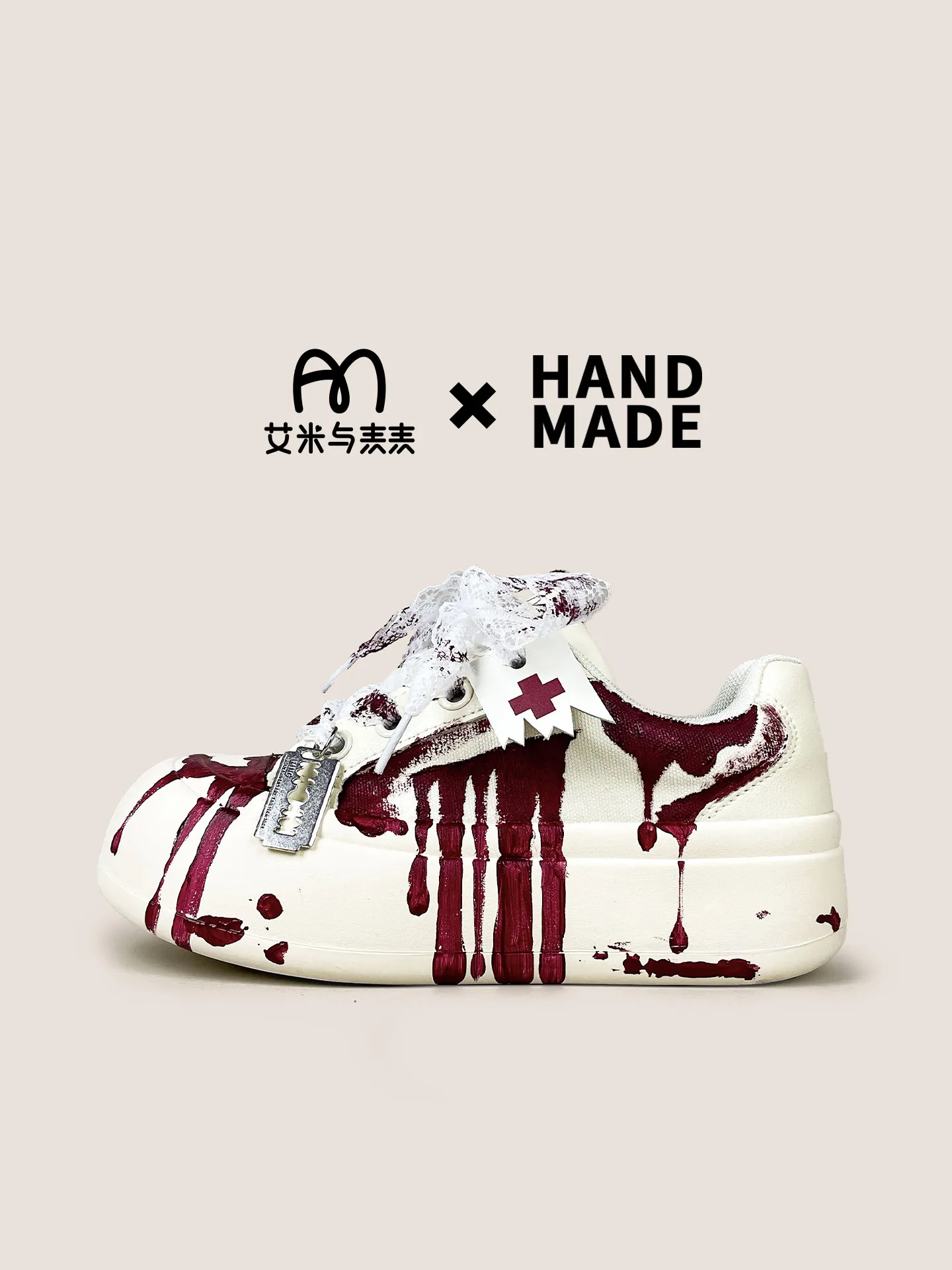 Women Big Toe Canvas Sneakers Thick Platform Shoes Gothic Hand Painted Graffiti Subculture Streetwear Trendy Women Casual Shoes