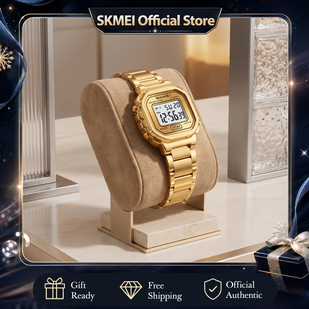 SKMEI Freshness Vitality Stainless Steel Strip Watch Women's Sports Waterproof Small Dial Clock Digital Wristwatches Reloj Mujer