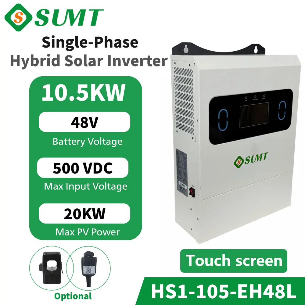S SUMT HS1 Hybrid Solar Inverter Touch screen 10.5KW Single Phase MPPT Solar Power Inverter Battery Free for Home Energy System