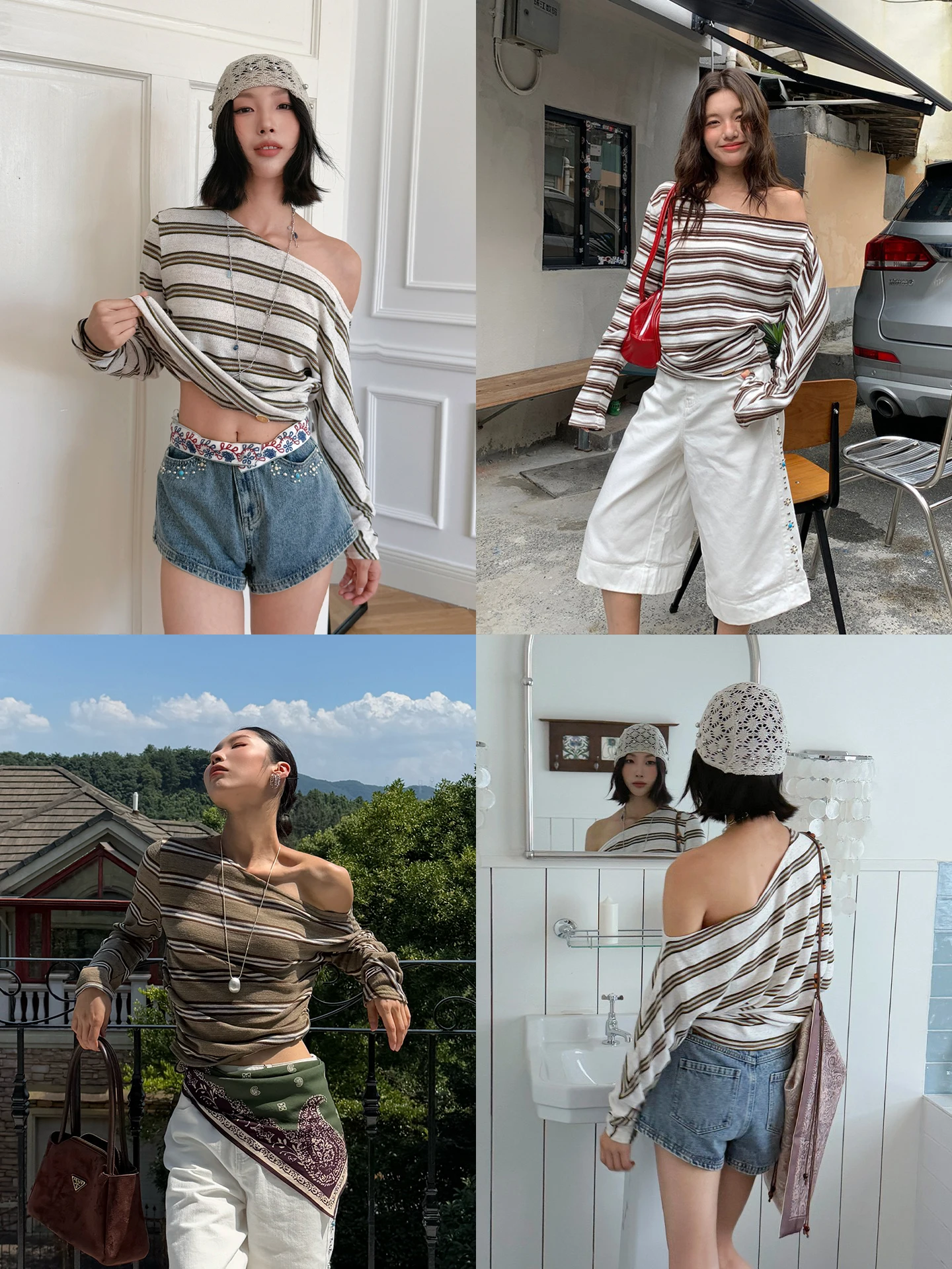 

Knitted Asymmetrical oulder Long Sve T-irt Cover up DEARSOCUTE Buy Hand Store Simple Commute Sle Loose Fit