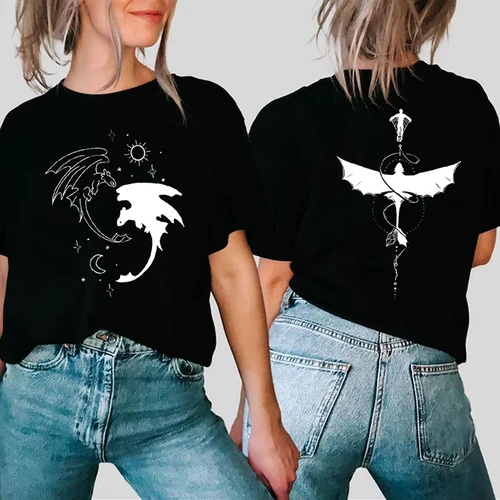 Imagen 2 del producto Camiseta botánica de dragón sin dientes de dos caras, camiseta de película de dragón, camisa gráfica de dragón, camisetas de manga corta para hombres y mujeres
