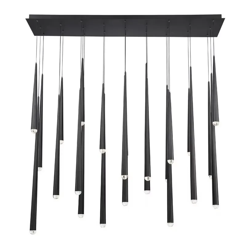 Custom Material Metal Tube Linear Chandelier LED Smart Remote/App Control Anti-Glare High Brightness Home Indoor Lighting 3-Year