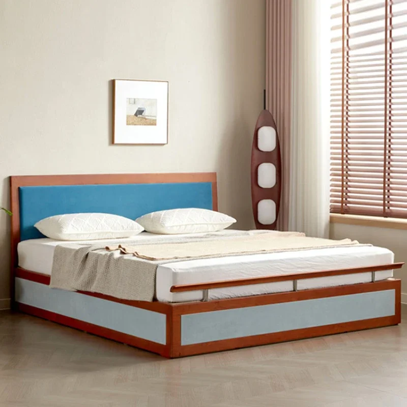 

Cherry wood storage high box bed, double bed 1.8 meters 1.5 meters, bedroom wedding soft rely