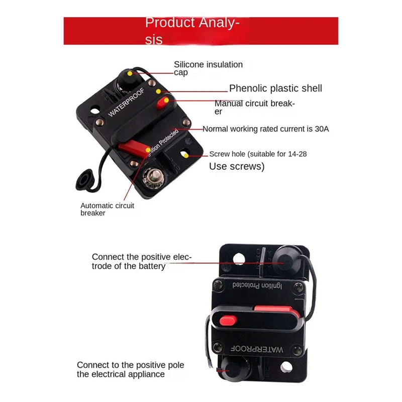 ABXH أمبير قطاع دارة فيوز إعادة تعيين 12-24 فولت تيار مستمر سيارة قارب السيارات مقاوم للماء فيوز صندوق فيوزات سيارة الصمامات
