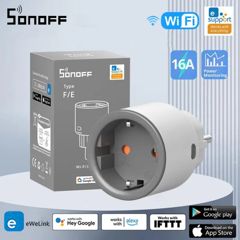 

SONOFF S60 TPF EU Wifi Smart Plug Overload Protection Timer Smart Socket Power Monitor Outlet Voice Control Alexa Google Home