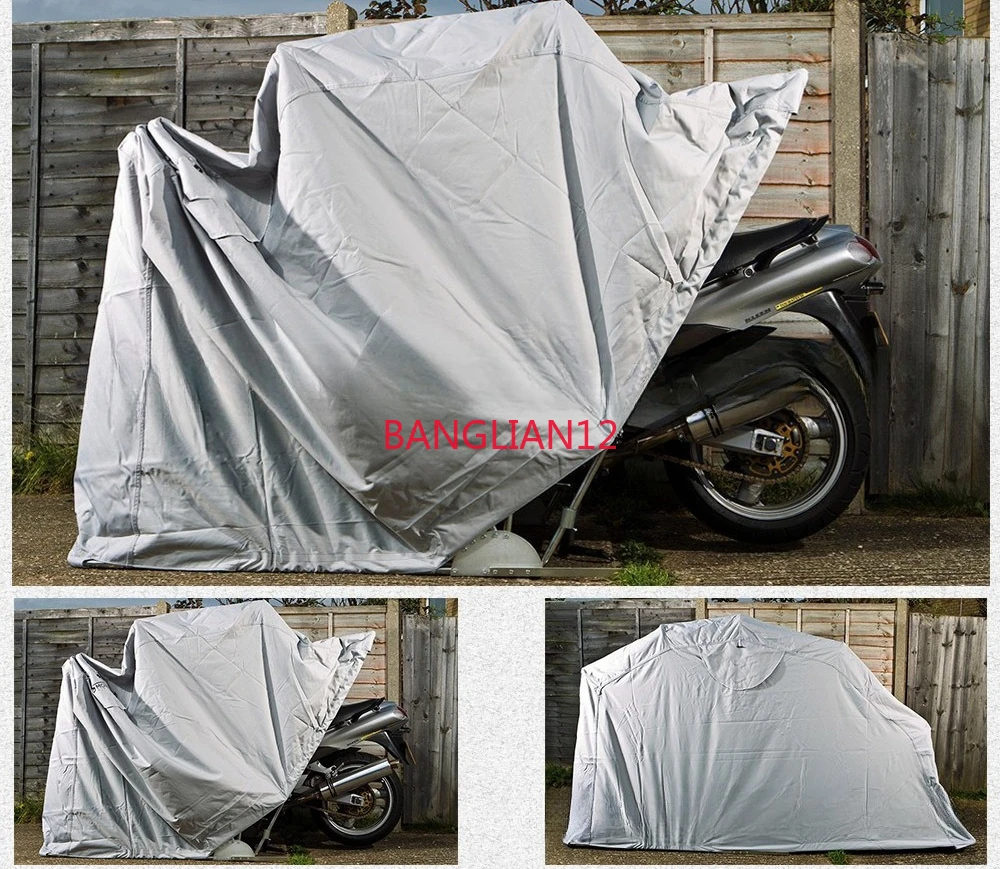 270X105x157CM Outdoor Moveable Motorcycle Tent, UV-resistant Waterproof and Pressed Rubber Car Clothing