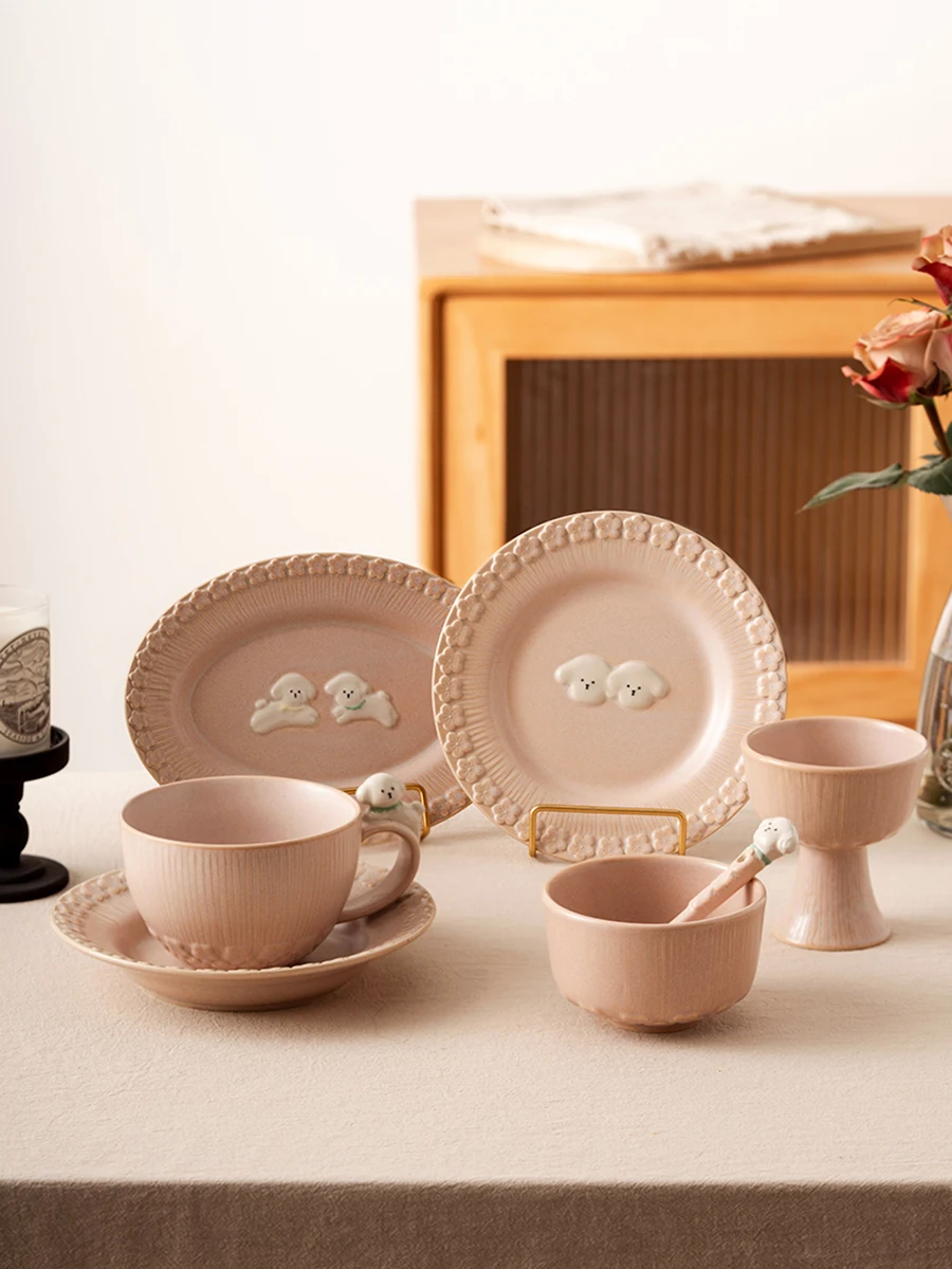 

Wedding Gift Cute Cerc Dining Set Moving Birthday Present Home Use Bowls Plates Utensils Gift Box Cartoon Sle Cerc Bowl