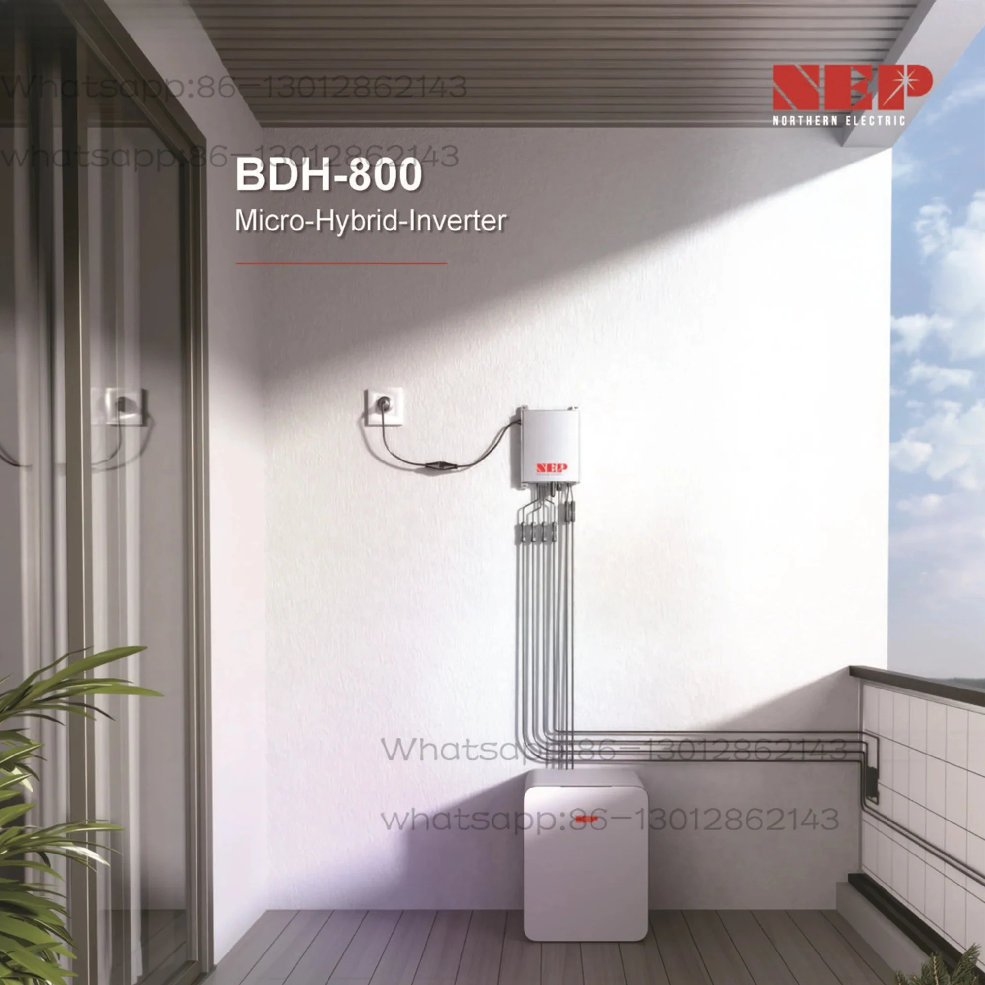 BDH800 balcony hybrid energy storage solar inverter plug and play AC coupling 800W micro inverter