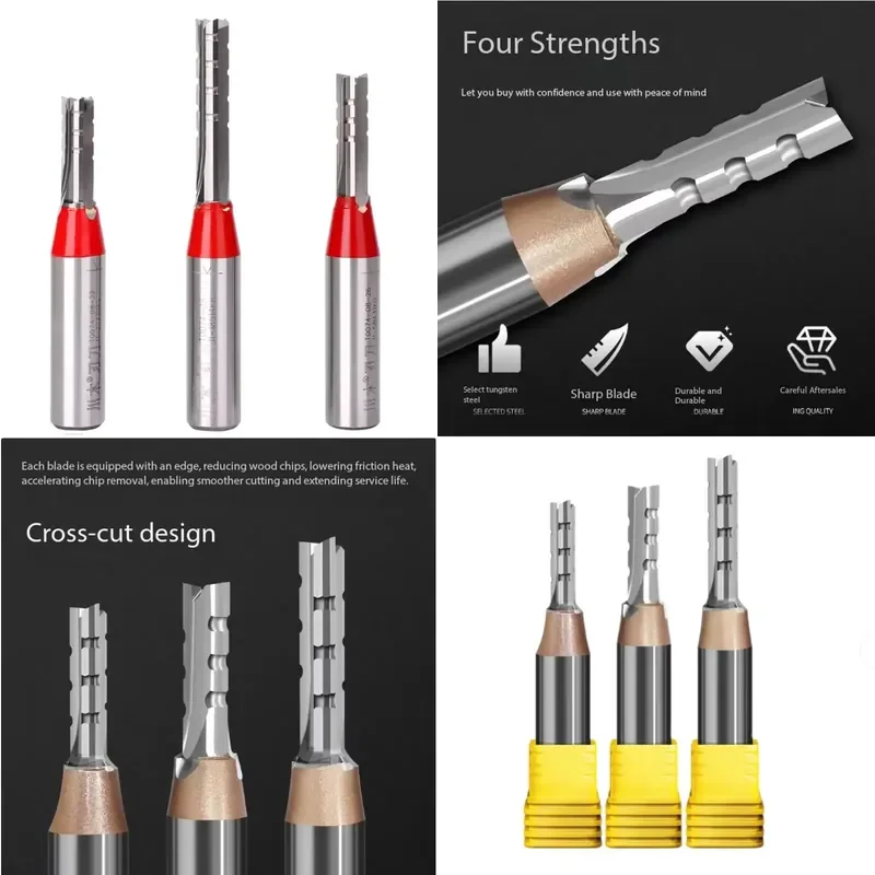 Three-blade TCT straight engraving machine feed cutter head slotting numerical control woodworking coating milling cutter