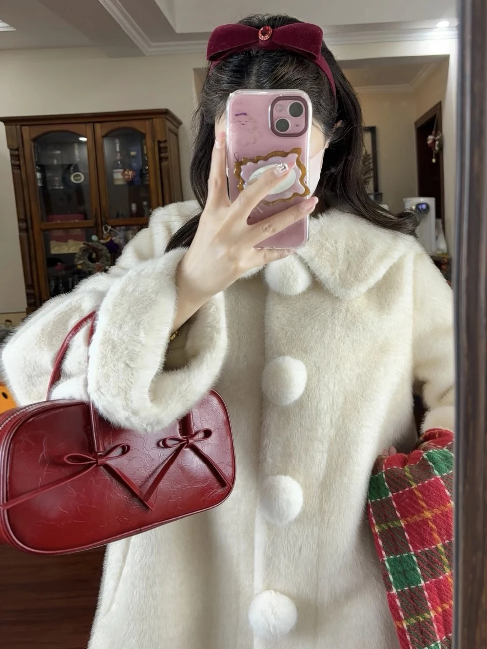 Winter Neue Sle Nette Medium Länge Pelz Ball Umweltfreundliche Leder Pelzmantel Frauen Anti-aging Mantel Pelt Inteated Polyester faser