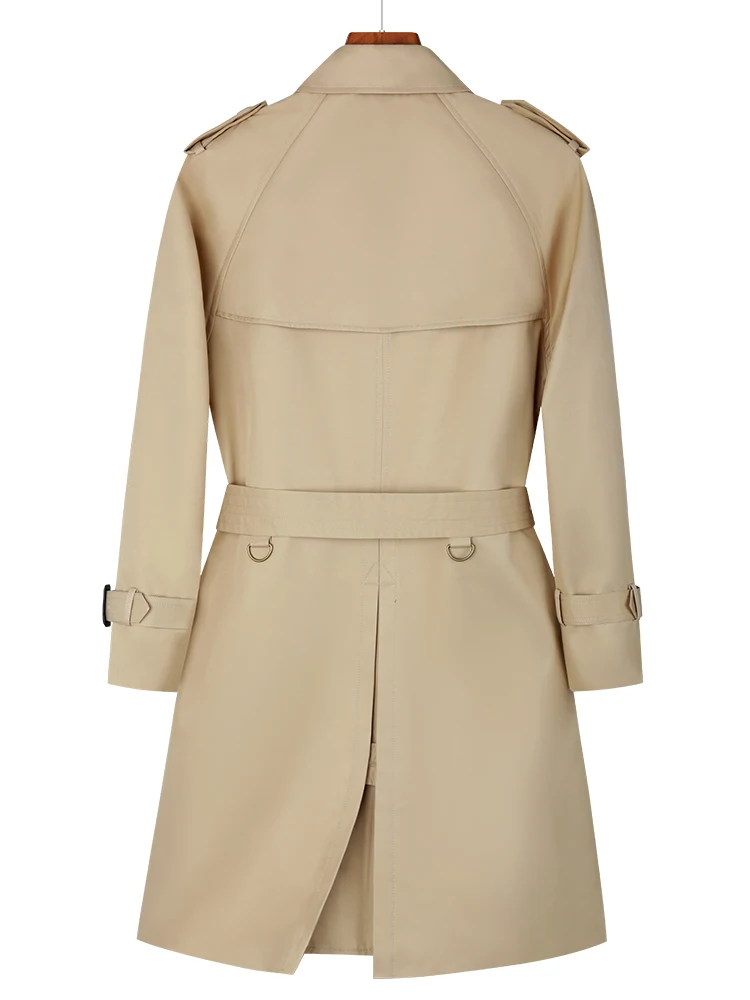 Trench-coat imperméable pour femme, coupe-vent long, manches Leurs lan, coton sur mesure, doublure à carreaux d'Angleterre