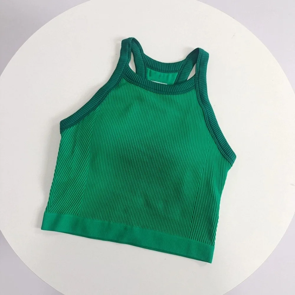 

High Neckline Sports Tank Top Comfortable Soft Fitness Tank Top Breathable with Chest Cushion Fixed Cup Tank Top Women Fitness