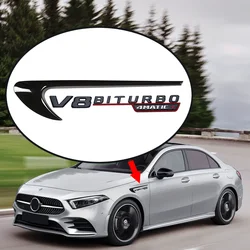 Araba çamurluk amblem rozeti V8 BITURBO 4MATIC + Mercedes Benz AMG için W117 W212 W213 W202 W211 W176 W210 W204 W205 GLA GLC CLS erişim