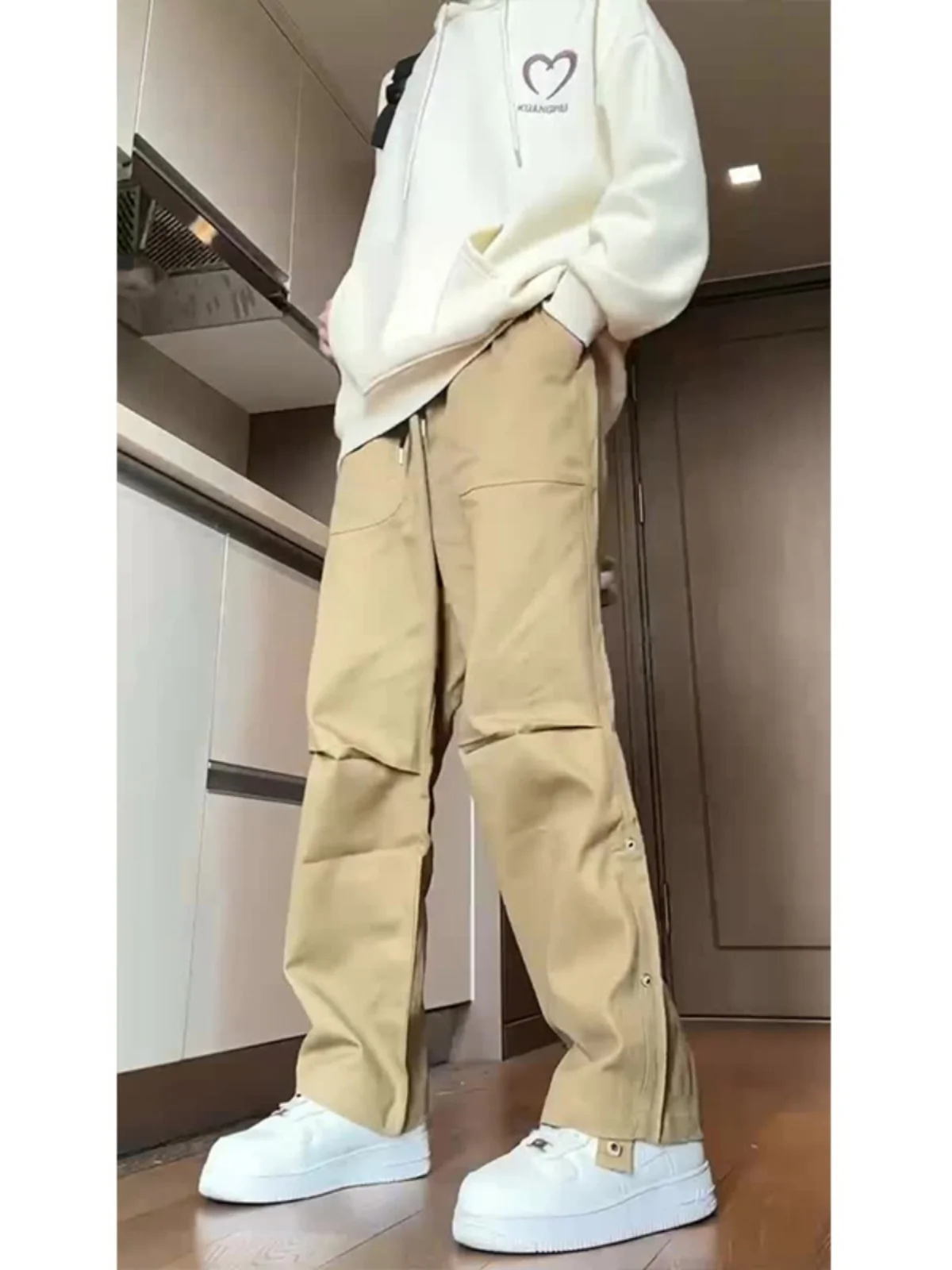 

Men's Workwear Pants Straight Leg Casual Trousers American Retro Sle Trendy Paratrooper Pants Autumn 2024 New Arrival