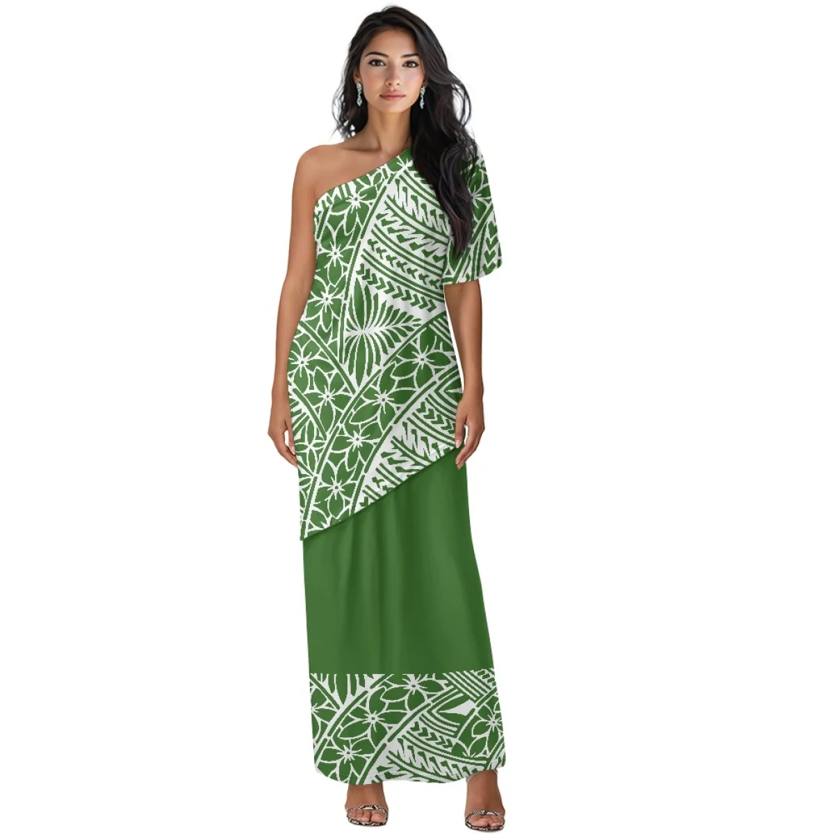 ชุดเดรสลายพิมพ์ชนเผ่าโพลินีเซียนสีแดงแบบซามัวสำหรับผู้หญิง เสื้อผ้าผู้หญิงเอเชียและหมู่เกาะแปซิฟิก ชุดเดรสสีชมพูสำหรับงานเลี้ยงตอนเย็น