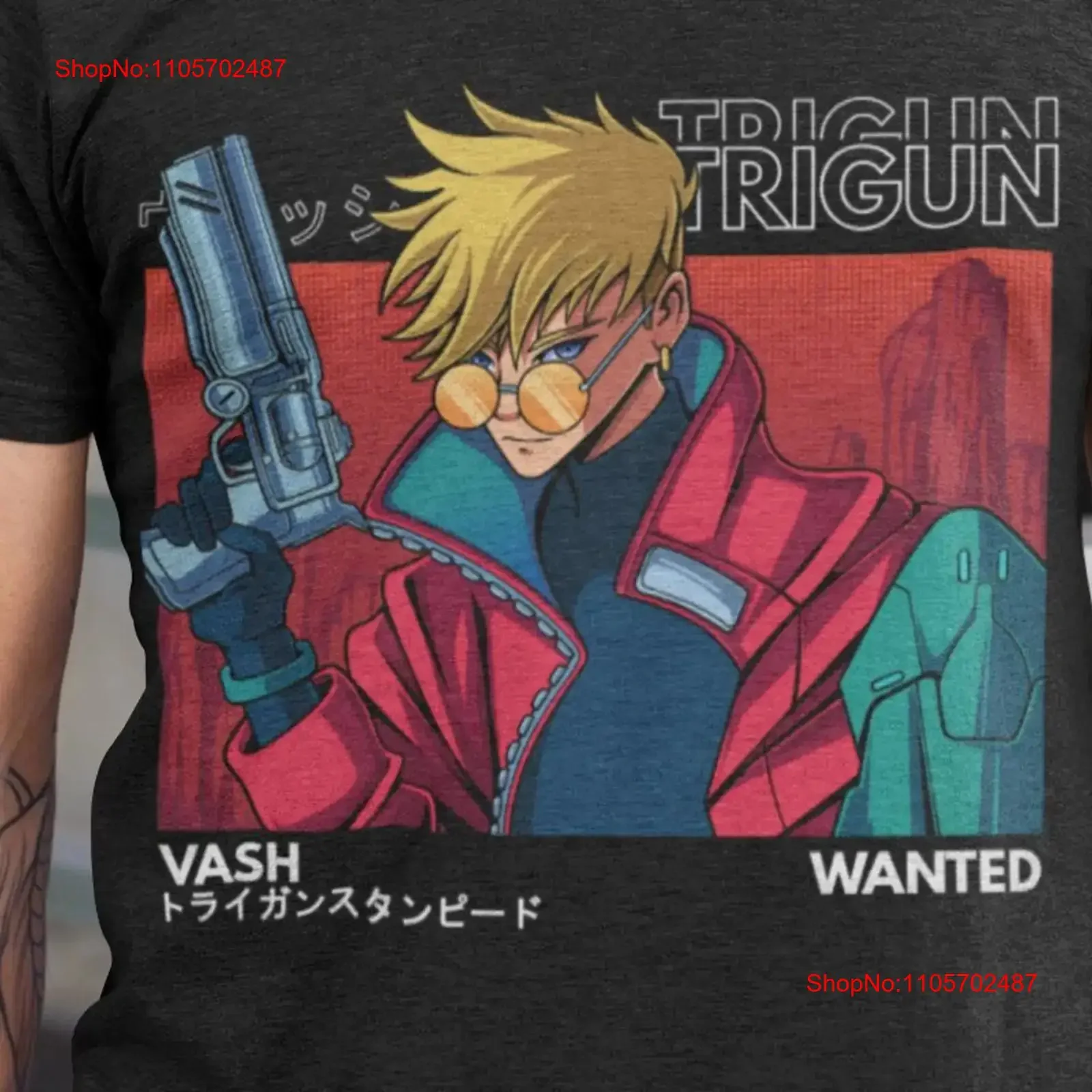 Gun anime Stampede Vash T Shirt Japanese Style for Lover Manga vintage Washed Versatile Comfortable Stretched Casual Stylish