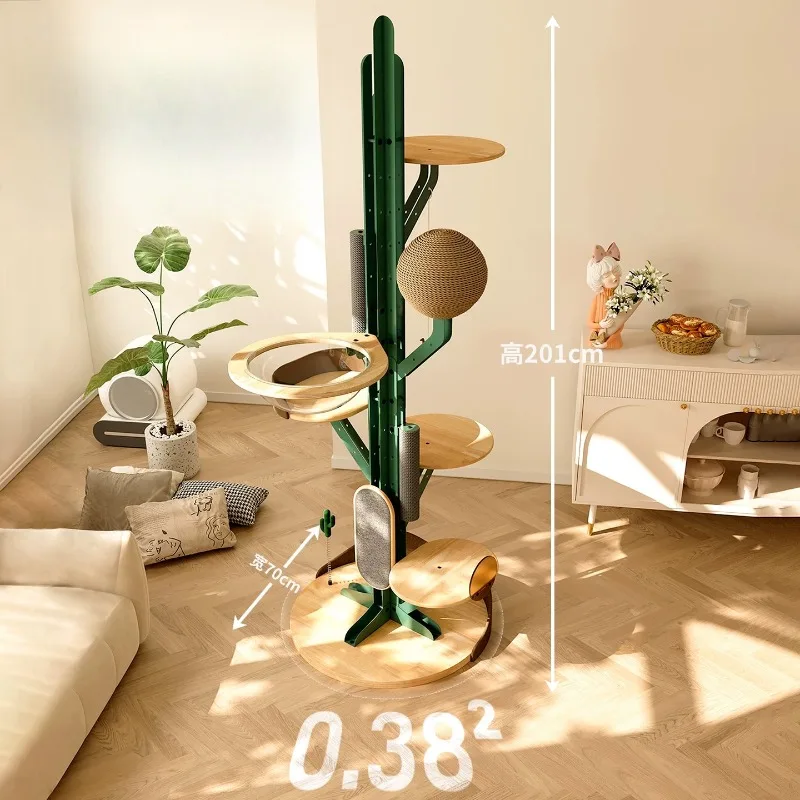 Solid wood cactus cat climbing frame super luxury DIY large rattan does not occupy a lot of Christmas cat nest cat tree in one