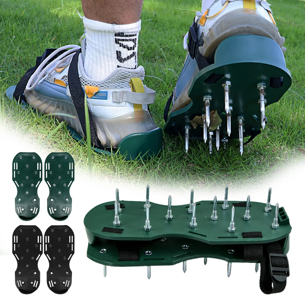 A Pair Lawn Grass Spiked Gardening Walking Revitalizing Aerator Sandals Nail Shoes Scarifier Nail Cultivator Yard Garden Tools