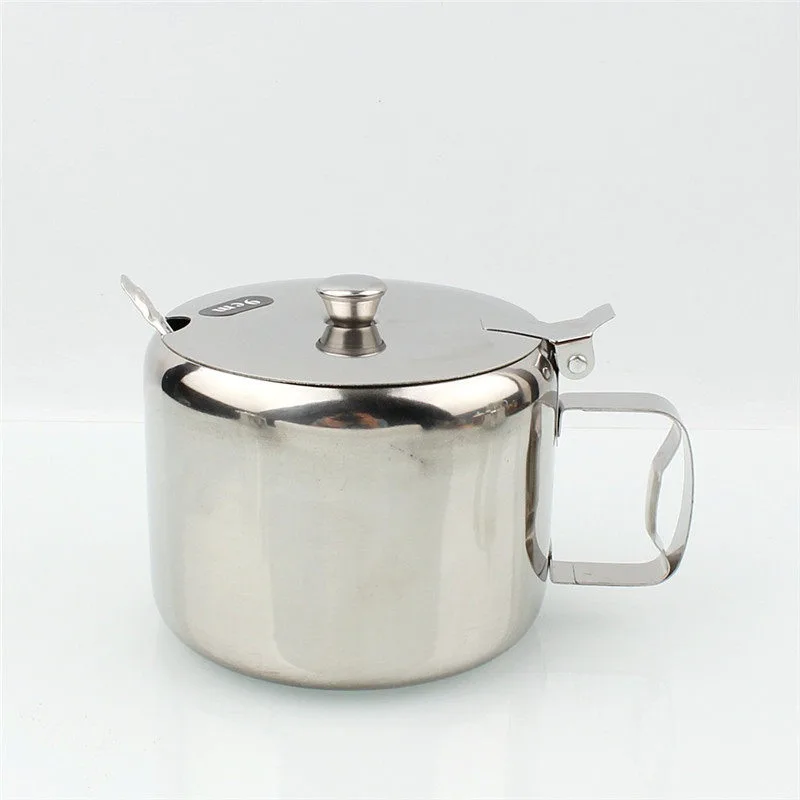 Airtight Stainless Steel Spice Can With Spoon Lid Kitchen Storage Jar For Condiment Sugar Salt Pepper Oil Seasoning Powder