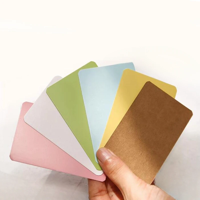 100pcs/box Candy Color  Blank Writing Card Paper Card Memo Message Thank You Postcard  Pads Label Bookmark for Books School