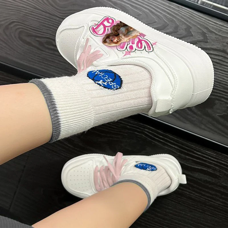 New Barbie Sneakers Fashion Autumn Winter Comfortable Breathable Soft Flat Shoes Kawaii Girls Boy Casual White Sports Shoes Gift