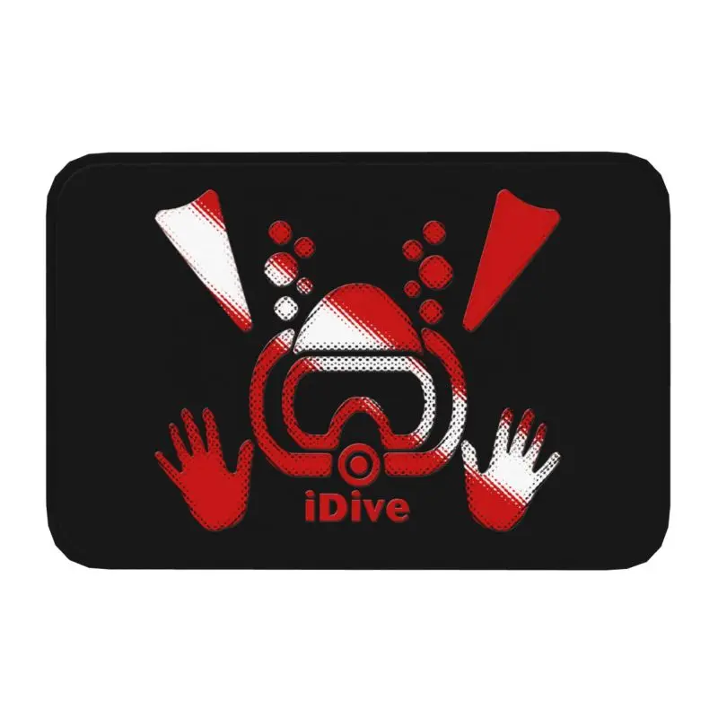 IDive Dive Flag Scuba Diving Door Floor Bath Kitchen Mats Anti-Slip Outdoor Diver Doormat Bedroom Balcony Entrance Rug Carpet