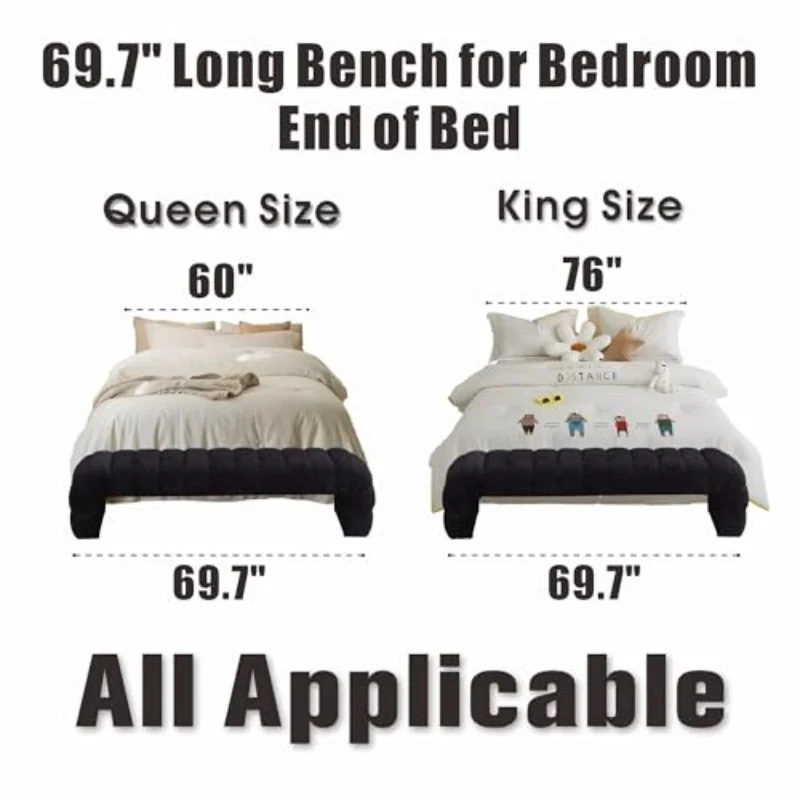 # Modern Upholstered Armless Bed Bench Channel Tufted Couch Daybed Chaise Chenille Ottoman Foot Stool For Living Room