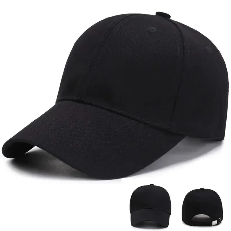 1PC Uni Cotton Baseball Cap - Adjustable Black Sports Hat for Casual & Summer Outdoor Activities