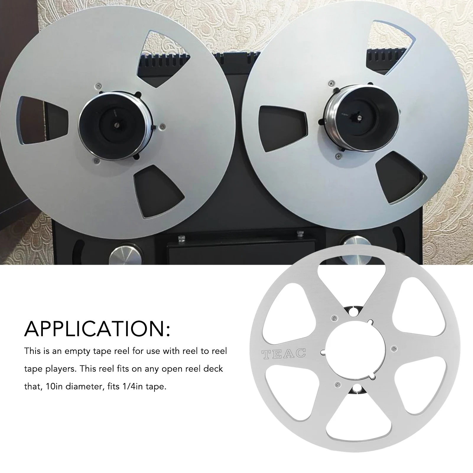 Sound Aluminum Takeup Reel 10.5 Inch Open Reel Takeup Reel 6 Holes Sound Aluminum Takeup Reel Empty Reel for 1/4 Inch Tapes