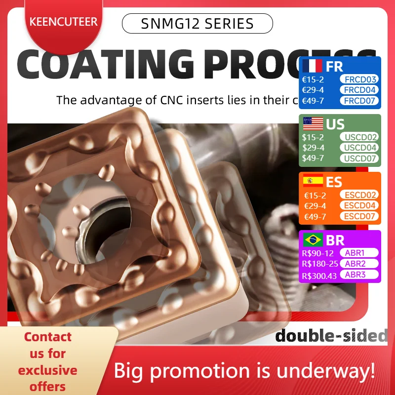 

SNMG 120404/08/12 (MA/HA/MM) Blades - Premium Stainless Steel CNC Lathe External Turning Tools