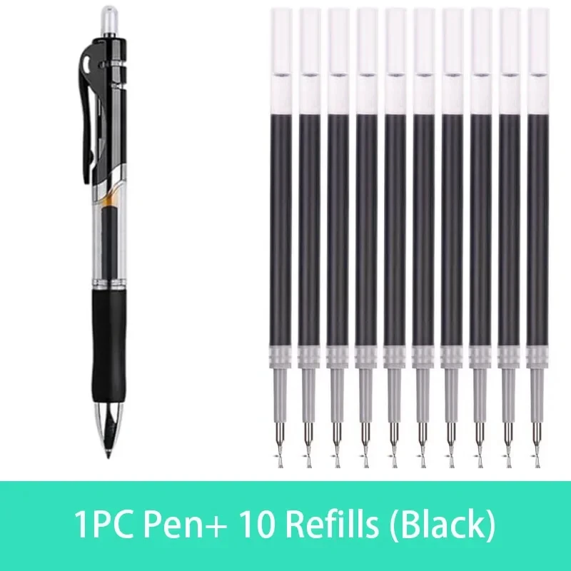 Retractable Gel Pen Black/blue/red Ink Bullet Spring Set Refill 0.5 Mm School and Office Writing Supplies (not Erasable)