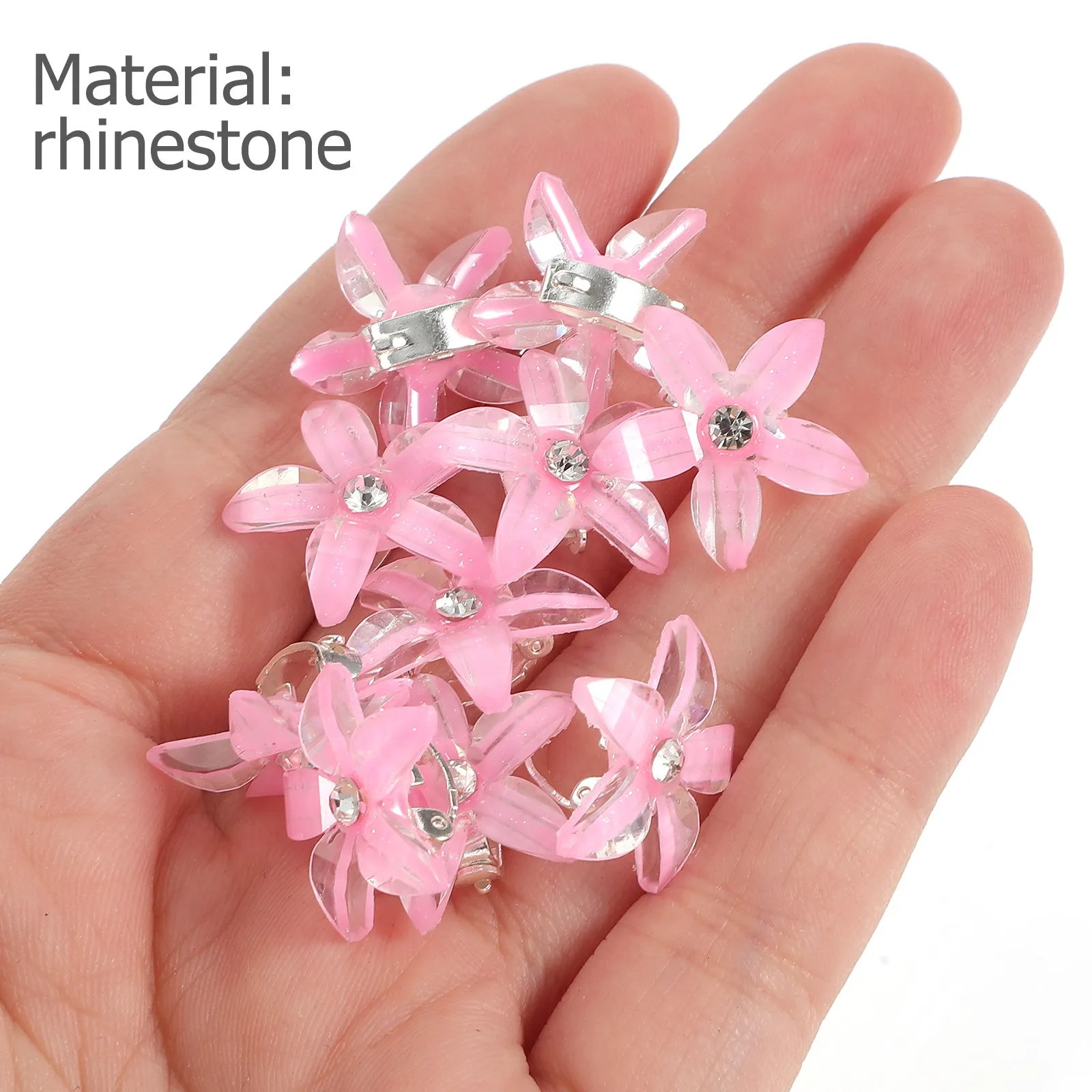 

Набор из 10 мини-заколок для волос в форме цветка со стразами, милые заколки-крабики для повседневного использования