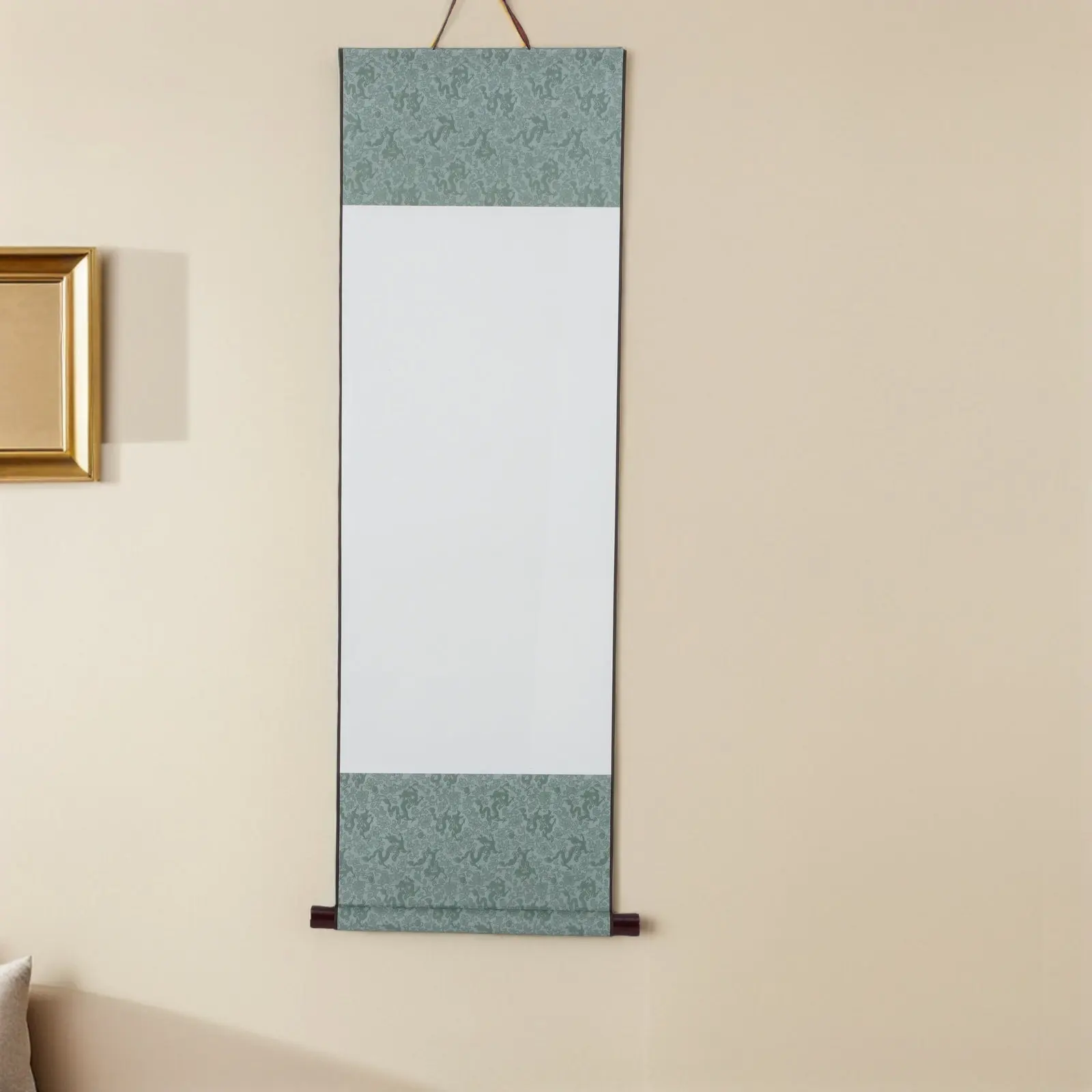 2Pcs Blank Chinese Calligraphy Scroll Xuan Paper Wall Hanging Art Scroll for Brush Painting Practice Display Decor 35.4x11.4