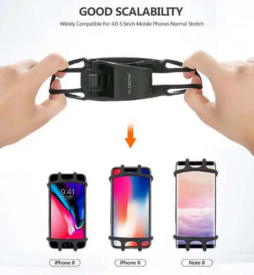360 Rotatable Phone Stand Motorcycle Mobile Phone Holder Bike Safe Bracket Silicone Support Silicone Pull Type For iPhone Xiaomi