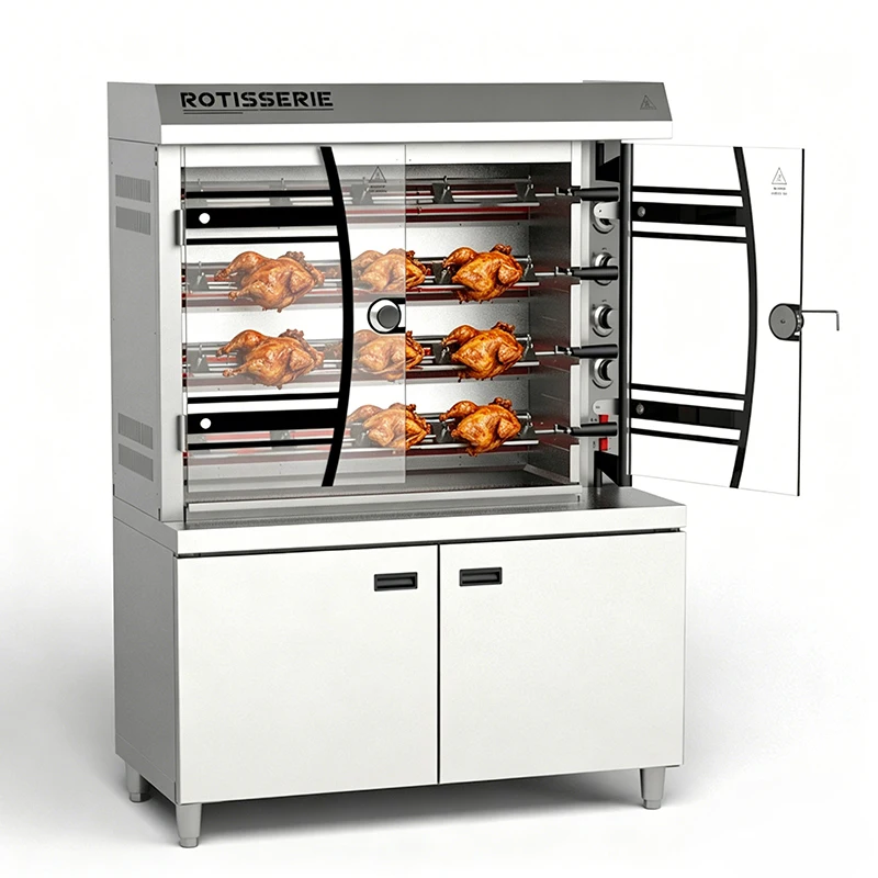 Hot Sale Commercial Vertical 4 Rods Chicken Electric Rotisserie Grill BBQ Kebab Automatic Roasting Chicken Rotisserie Machine