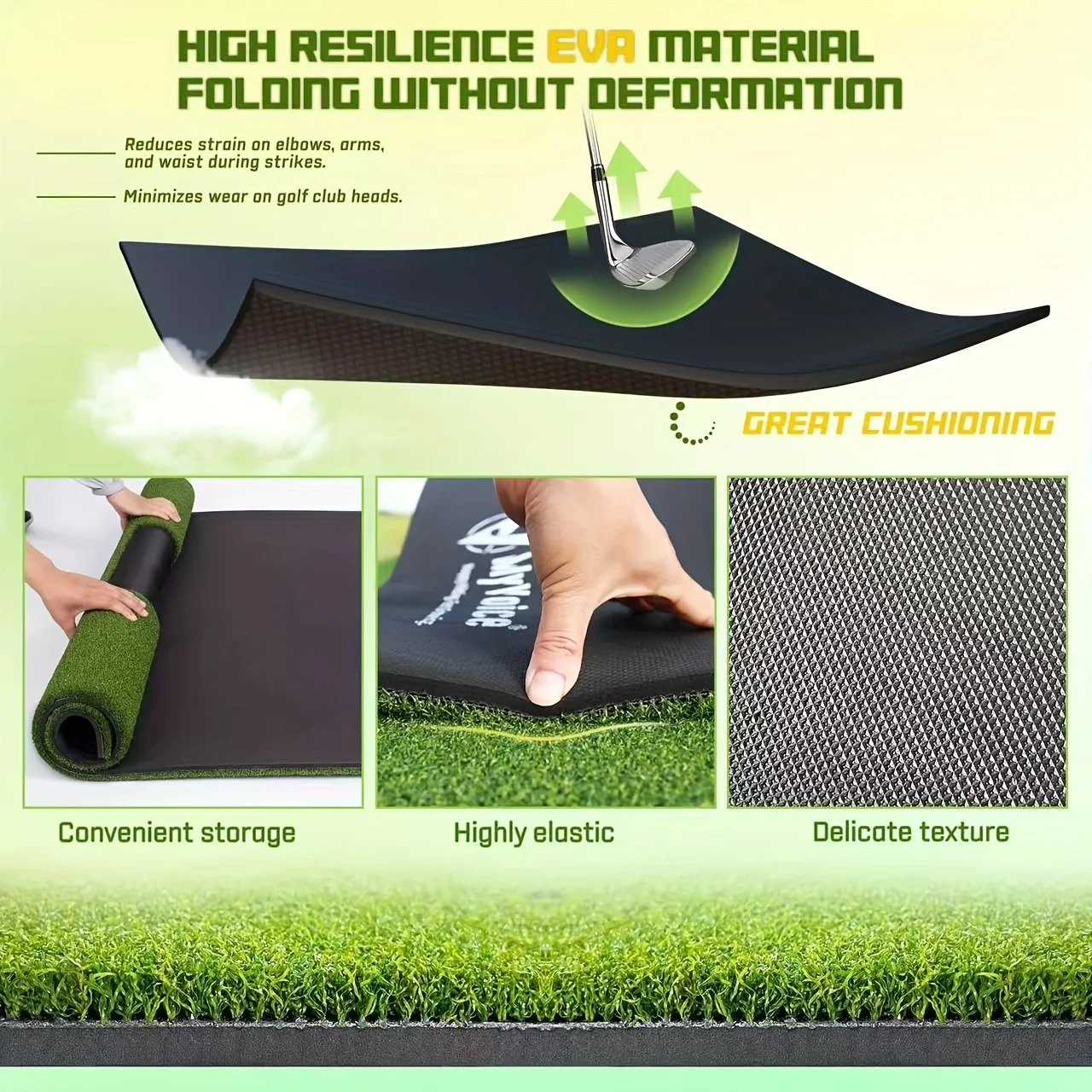 ترقية حصيرة ضرب الجولف متعددة الوظائف - حصيرة سميكة 5 × 4 أقدام مع عشب قابل للتبديل، قاعدة متينة غير قابلة للانزلاق للداخلية