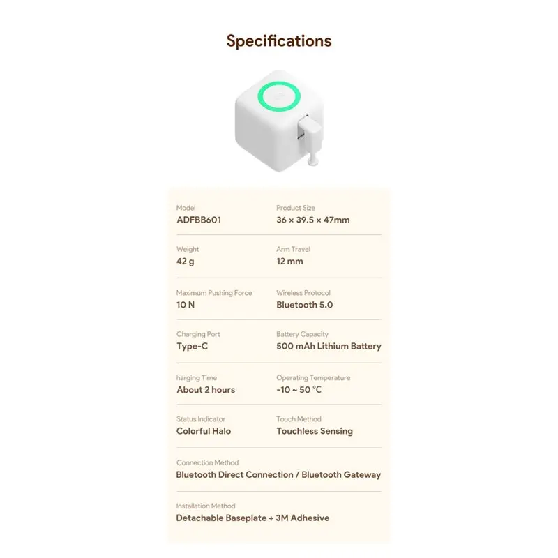 2026 New No-Wire Smart Switch Bluetooth Robot Switch Smart Button Pusher With App Timer& Touch Control