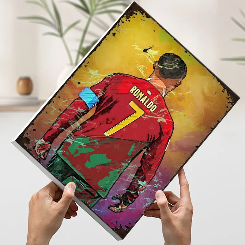 Cristiano Ronaldo Portugal Jersey prints Poster Football Player Custom Canvas Painting Wall Art Aesthetic Room Decoration Mural view 3