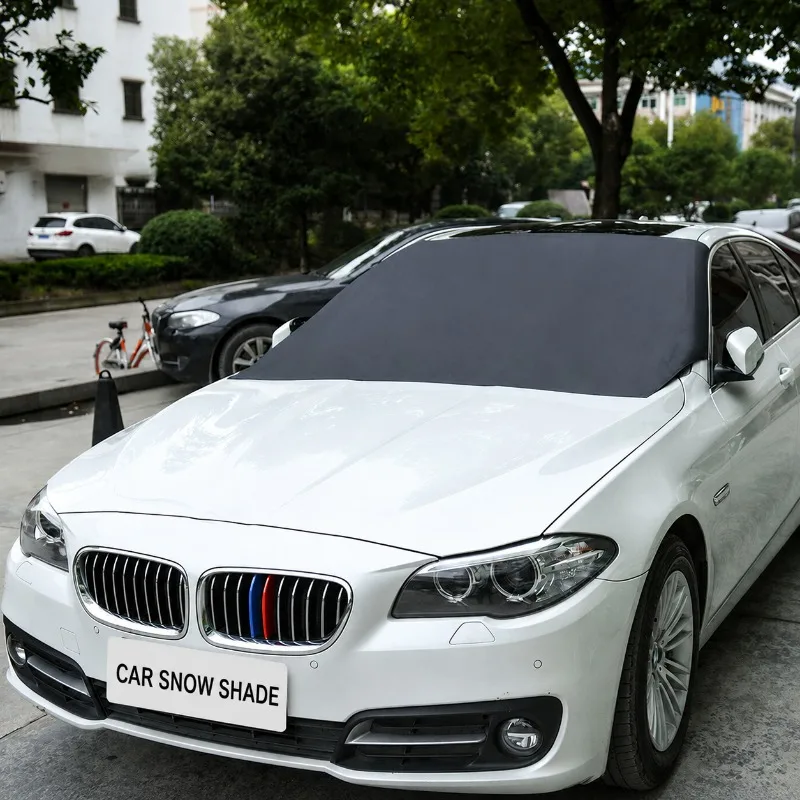 Hot‑selling Silver‑coated Fabric Car Sunshade Snow‑blocking Windshield Cover Waterproof Protective Shield Winter‑use Auto