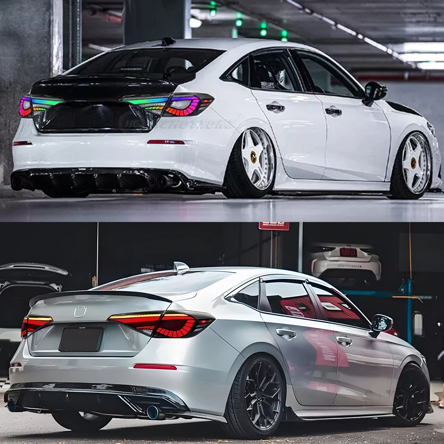 HCMOTIONZ Tail Lights RGB for Honda Civic 2022-2026 11th Gen Sedan Rear Lamps Assembly DRL Start up Animation
