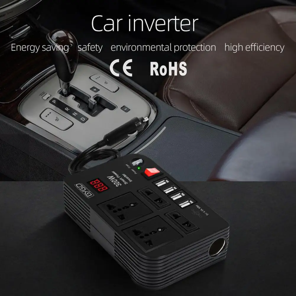 300W Car Inverter 12V to 220V Power Converter Multifunctional 4 USB Ports Auto Charger Modified Electronics Accessories