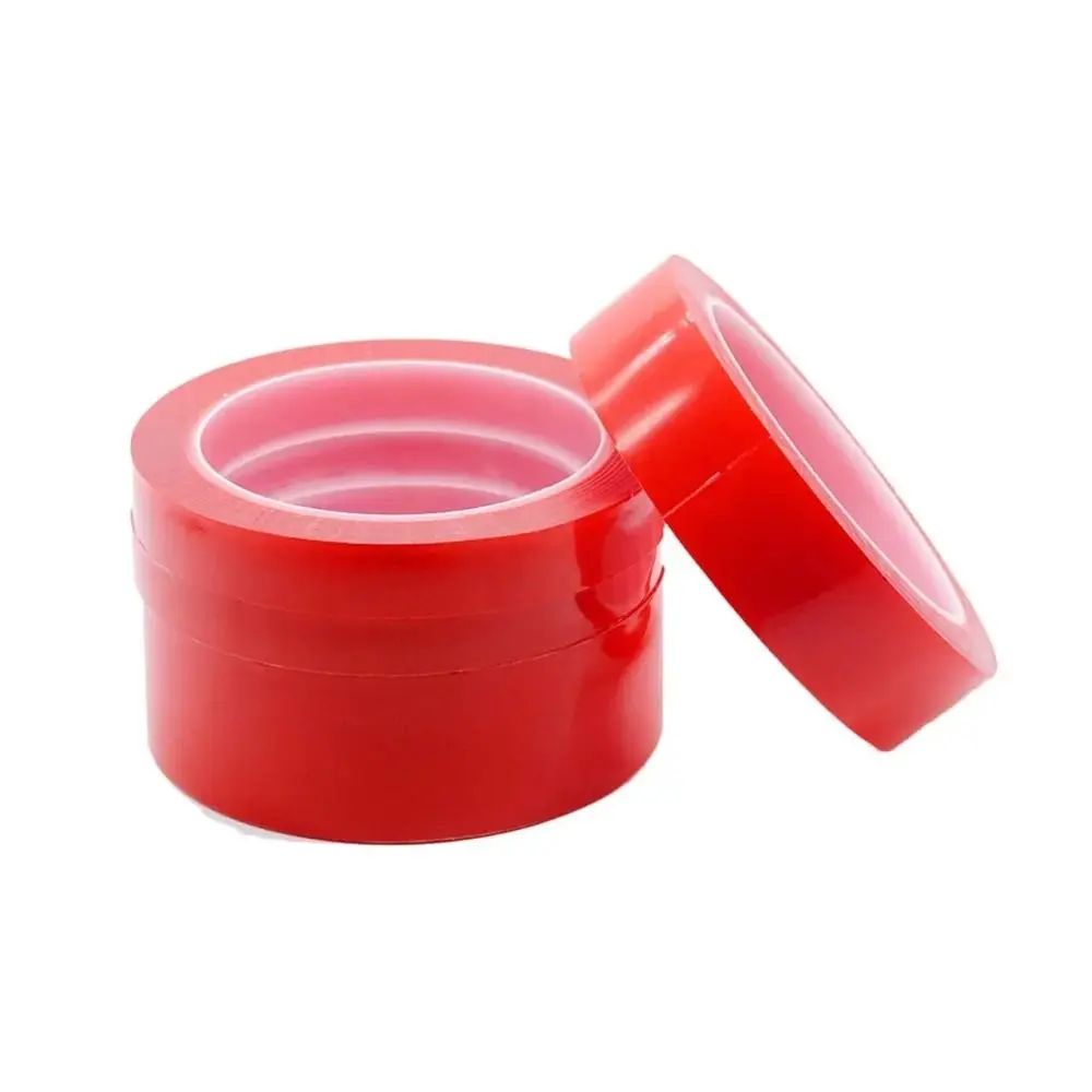 3Meters/Roll PET Red Film Double Sided Tape 6-50mm Width No Trace Sticker Tape Acrylic Clear Fixed Pasted Tapes