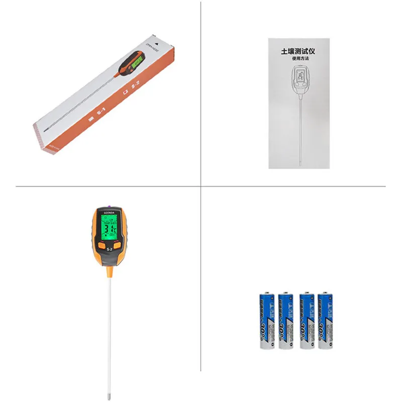 5 in 1 Measuring  Soil Tester PH Meter Moisture Temperature Detector Portable for Potted Plants Garden