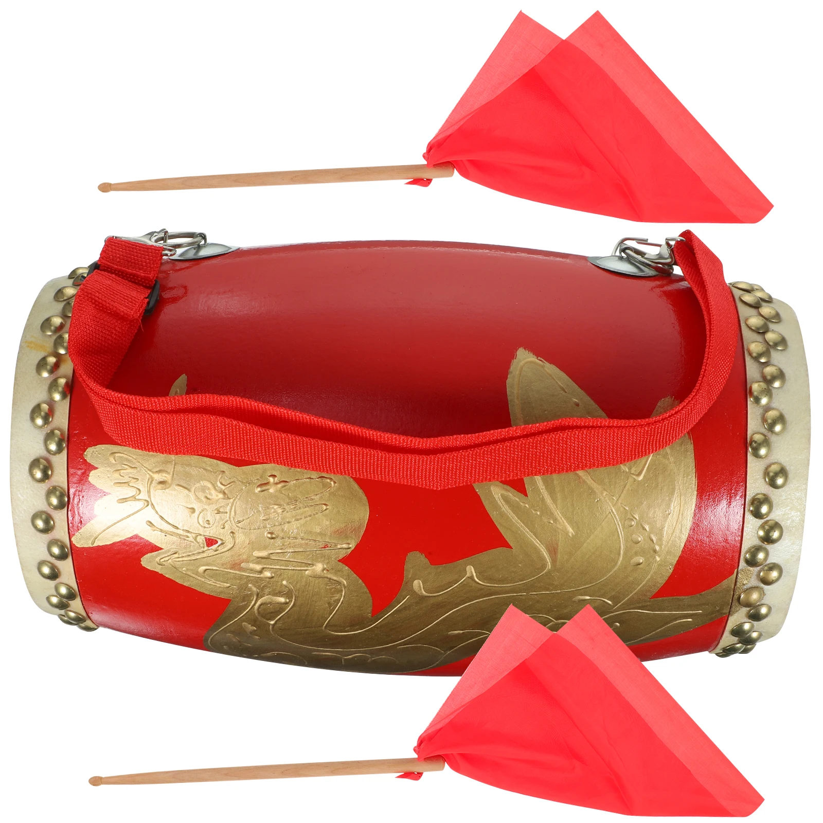 

Dragon Pattern Cowhide Waist Drum 11CM Adjustable Strap Student Kids Hand Drum Chinese Traditional Gift for Children Adults