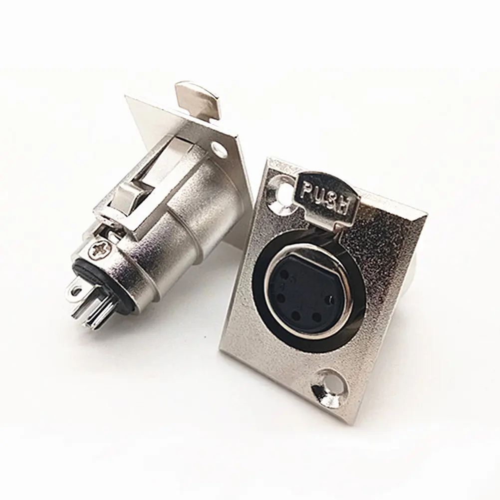 2Pcs Xlr Female Panel Connector 5-Pin Audio Speaker Panel Mount Adapter for Microphone Amplifier Sound Accessory High Durability